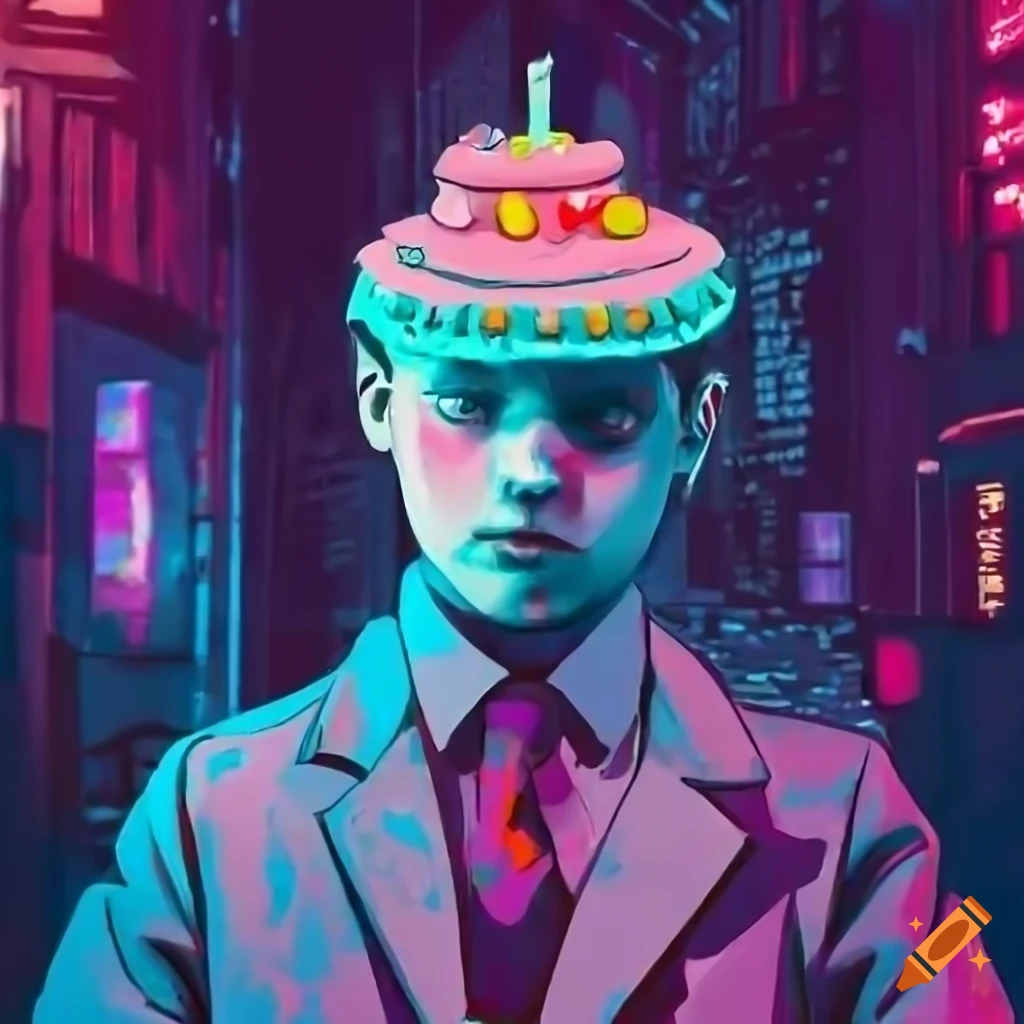 Inspector pastel, a colorful detective in cyberpunk style