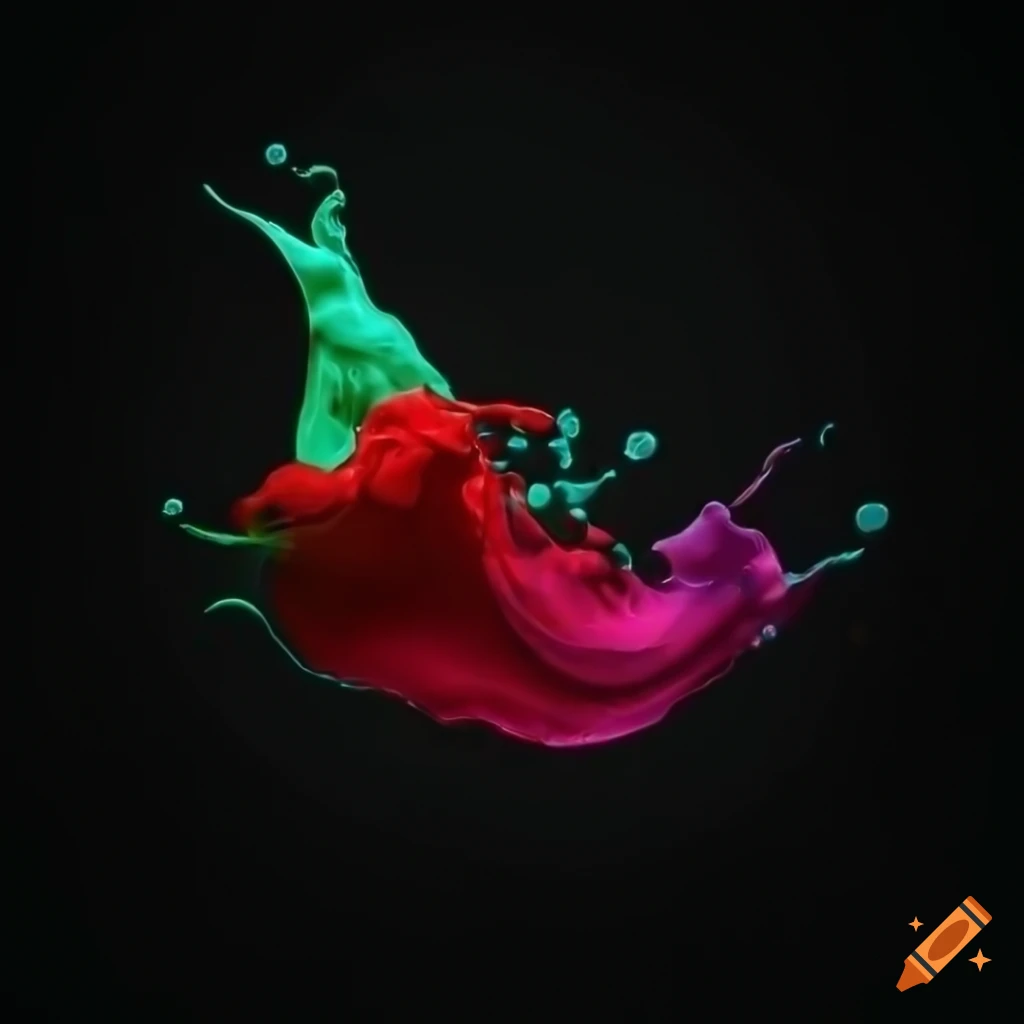 Vibrant splash of colors on a black background in 4k resolution on Craiyon