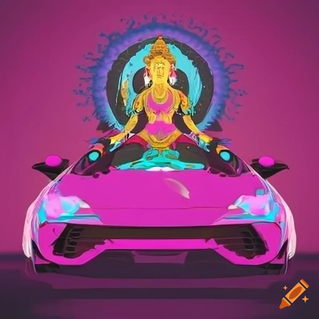 Dynamic graphic of Tara the Bodhisattva Tokyo drifting in a sports car