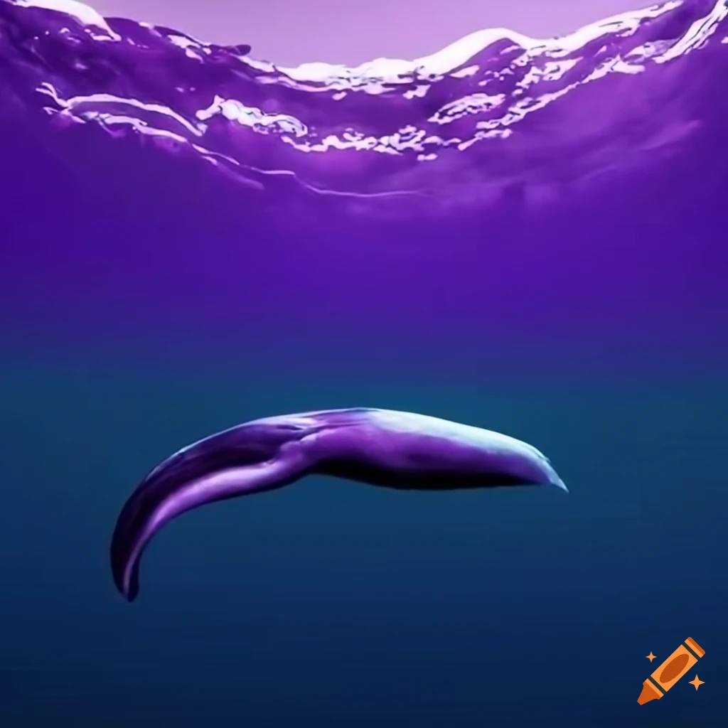 Giant whale in a purple sea