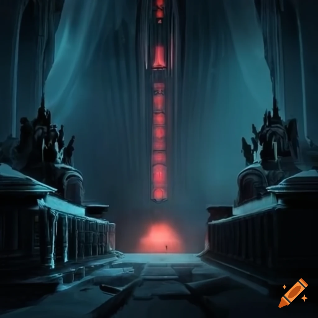 Mysterious dark sith temple with narrow spires and intricate ...