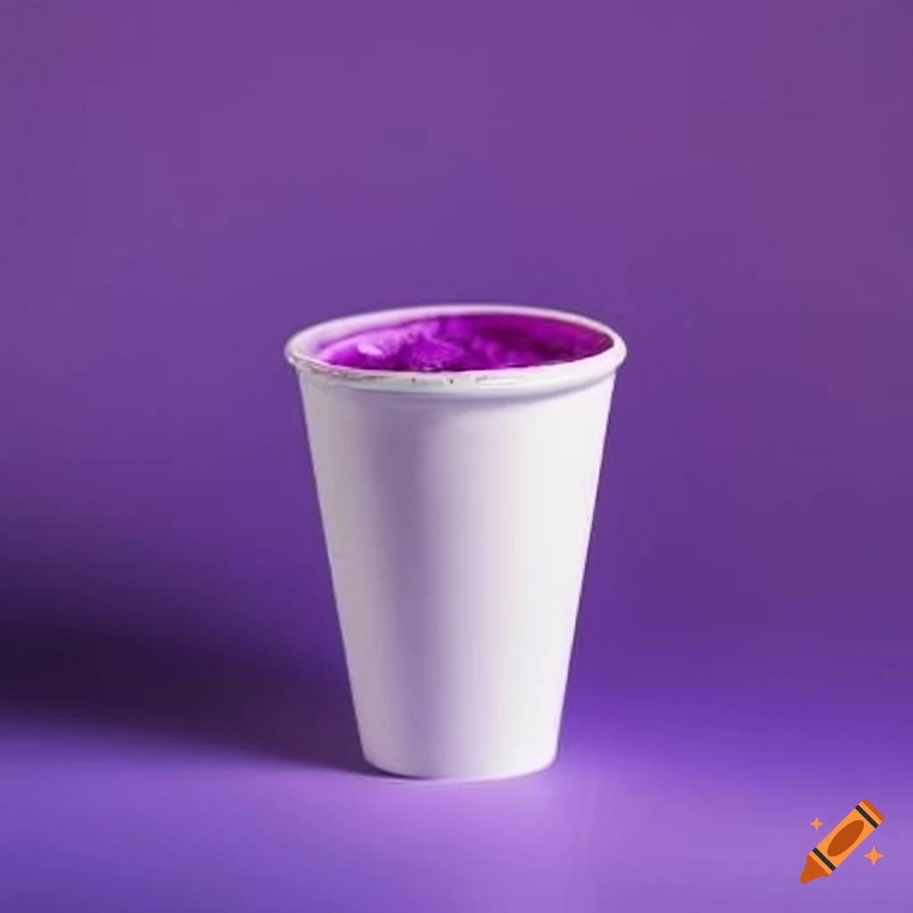 Purple drink in a styrofoam cup on Craiyon