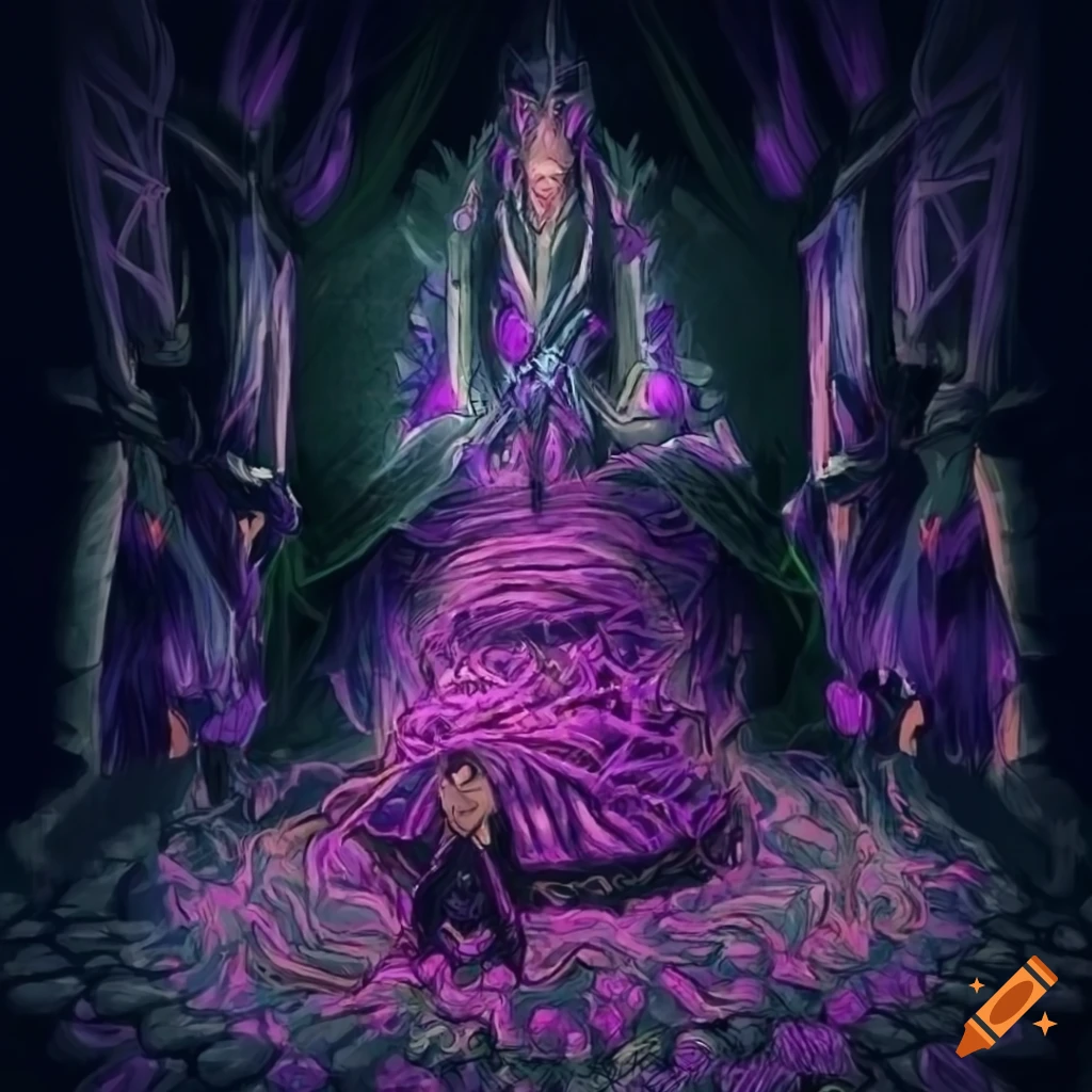 Yarn in the style of Yugioh on a dark background