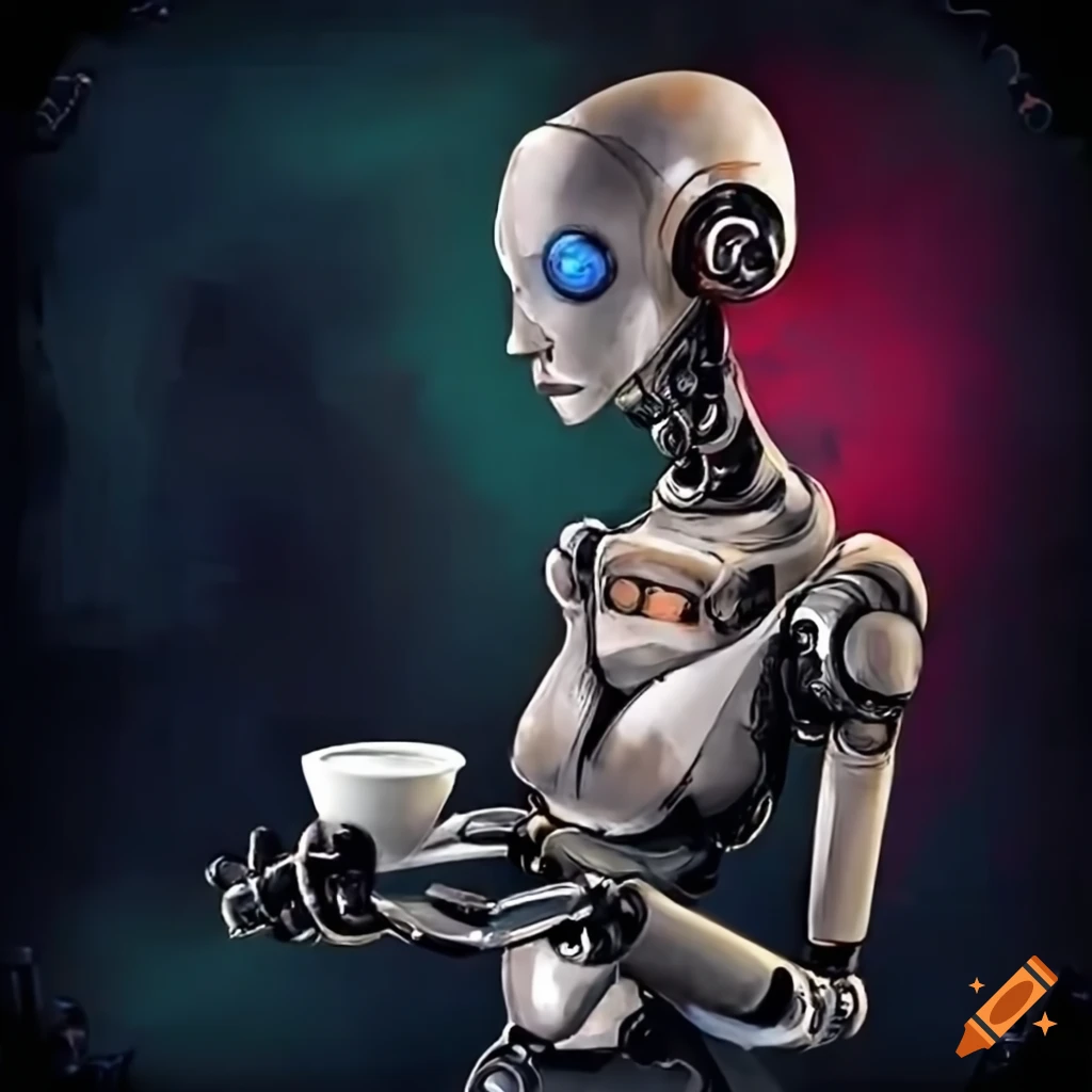 Robot serving coffee on Craiyon