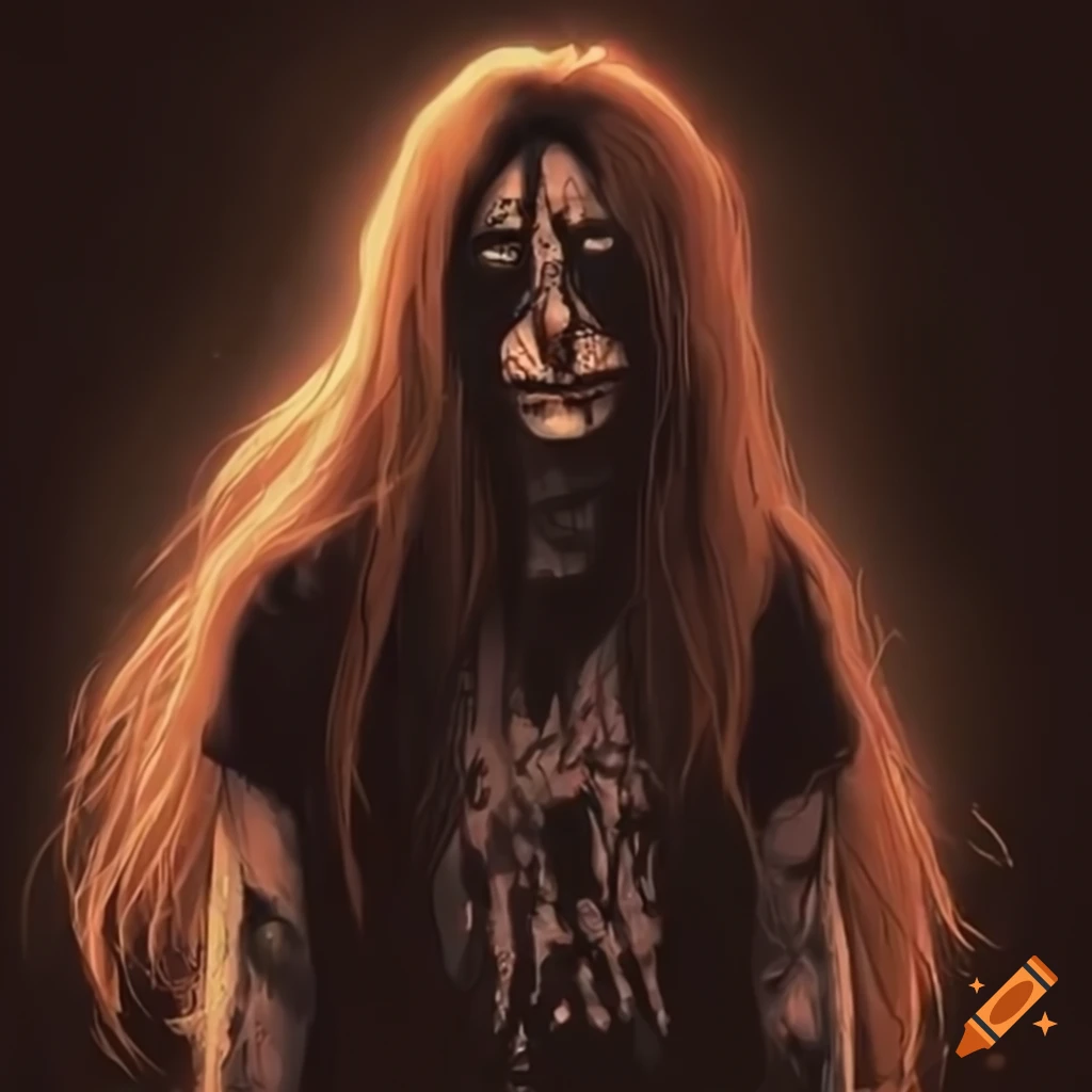 Brown long hair metalhead person with corpse paint profile picture