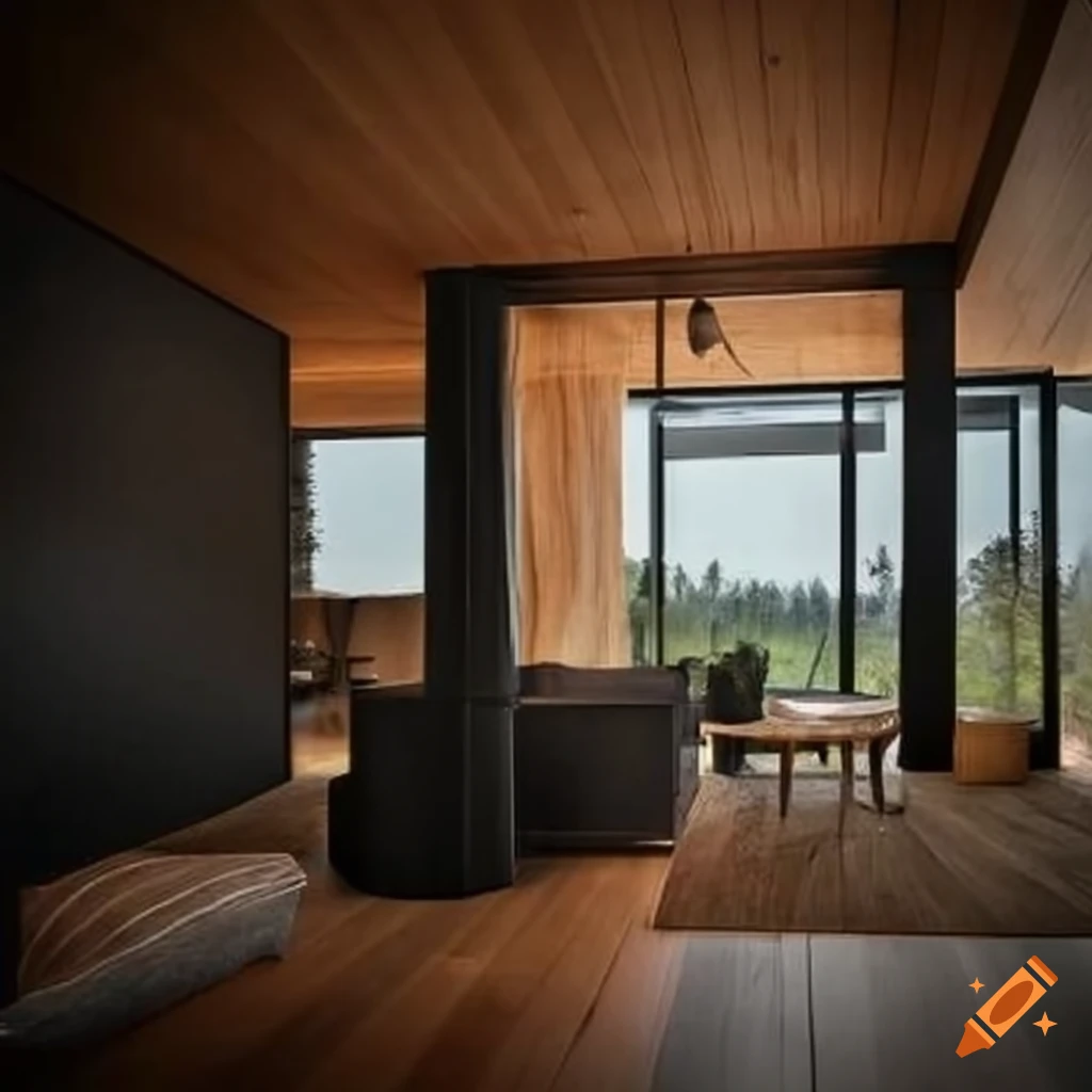 Modern swedish nature house interior with scandinavian design and