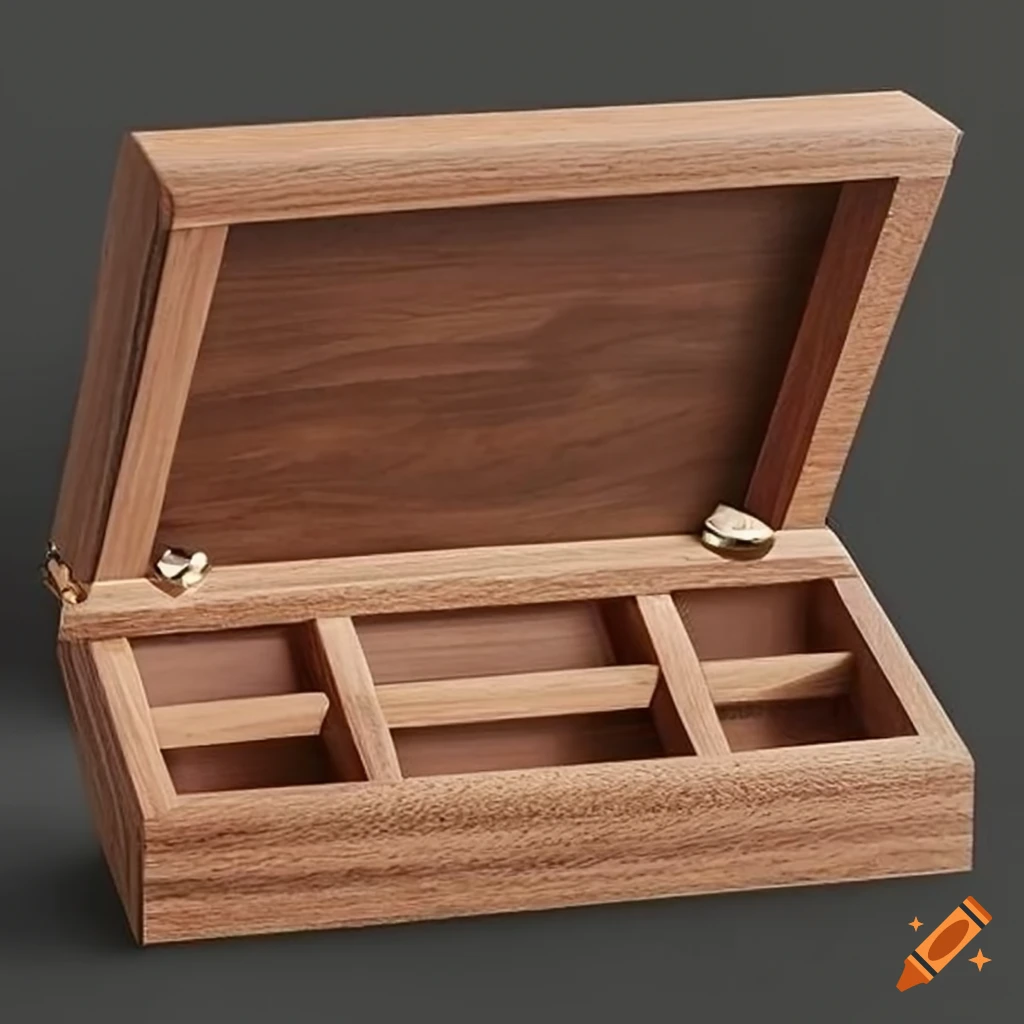 Empty wooden jewelry box with multiple drawers