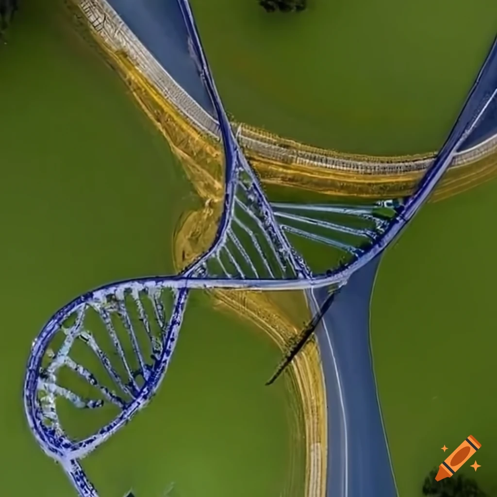 Aerial view of DNA strand on a motorway