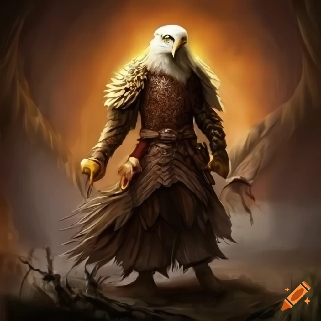 Medieval fantasy bald eagle warrior
