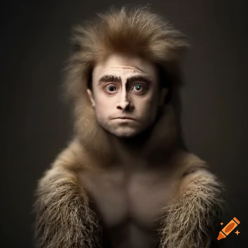 Daniel Radcliffe portraying a wise monkey scratching his armpit