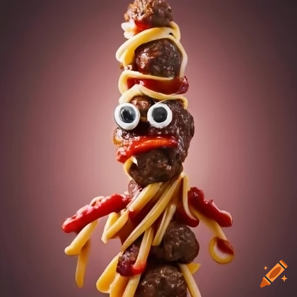 Pasta and meatball gun with marinara sauce on Craiyon