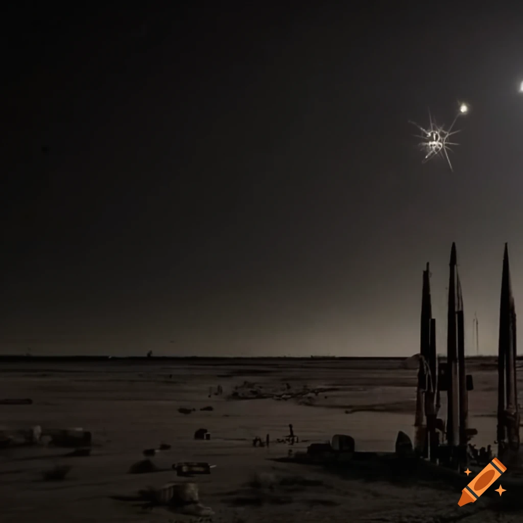 WW2 V2 rocket launch site with German generals