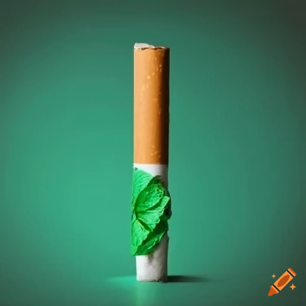 Mint flavored cigarette with green wrapping on Craiyon