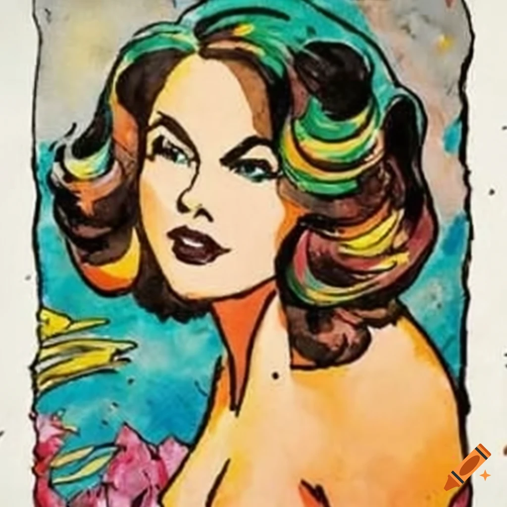 Pen And Ink Drawing Of A Retro Femme Fatale Comic Strip Woman On Craiyon 6270