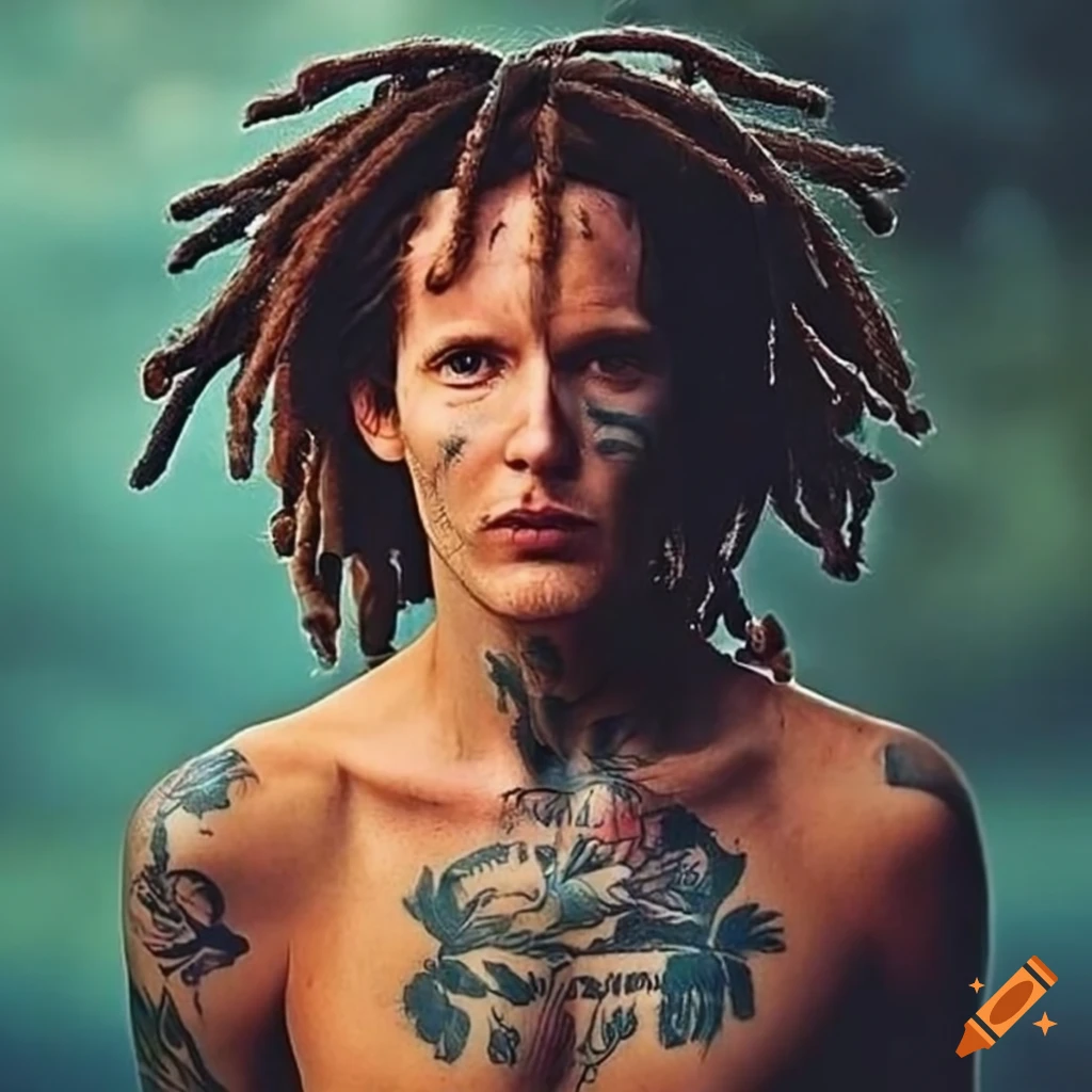 Island boy with dreads and face tattoos on Craiyon