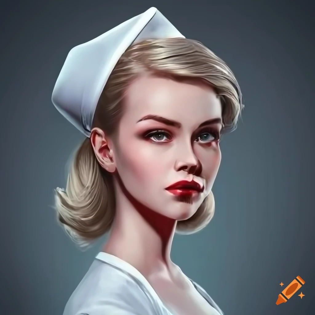 Portrait Of A Beautiful Female Nurse With Pale Skin And Blonde Hair In