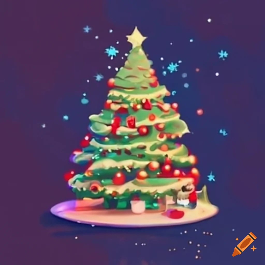 Half decorated christmas tree on Craiyon