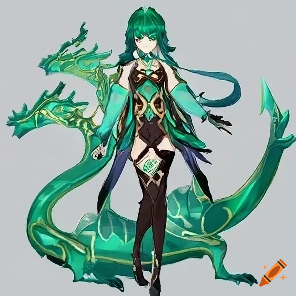 Jade dragon character in genshin impact style on Craiyon