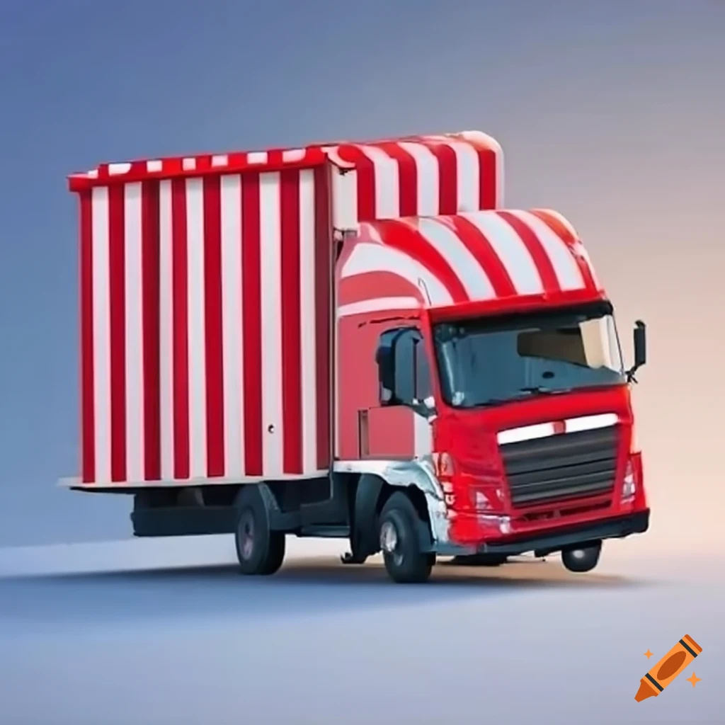 Text Box Lorry Lorry carrying red and white striped boxes with text Running on HVO or ...