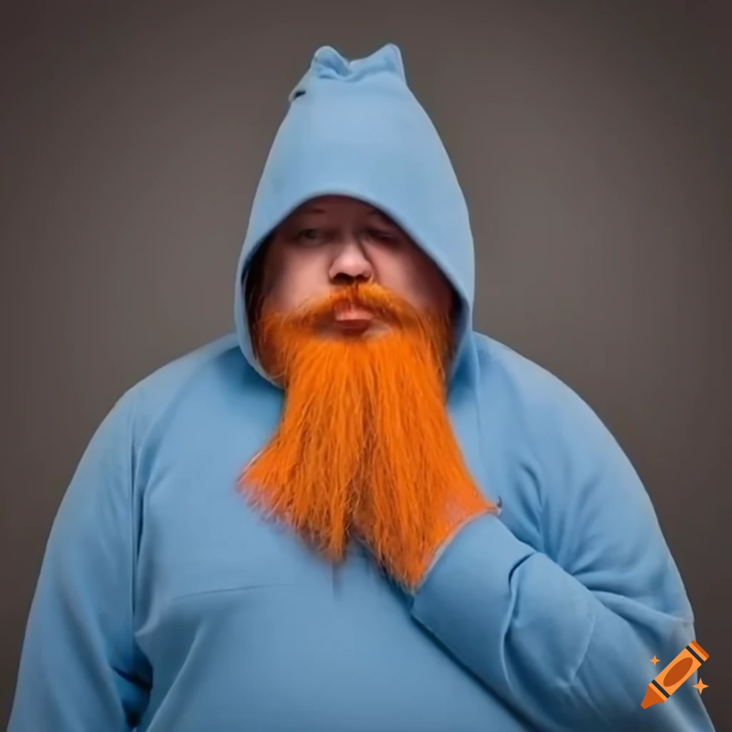 Person with orange beard and blue hoodie on Craiyon