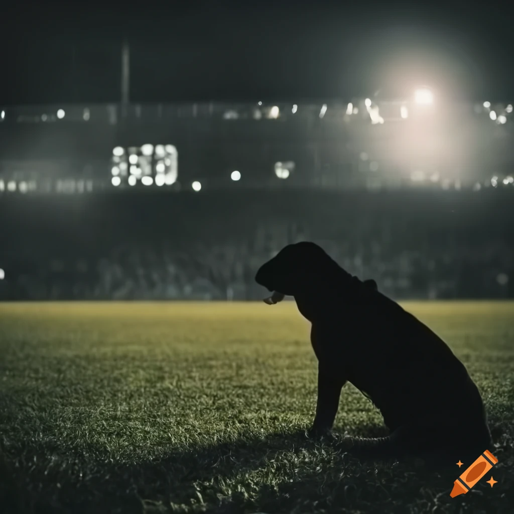 Man and dog watching football match together on Craiyon