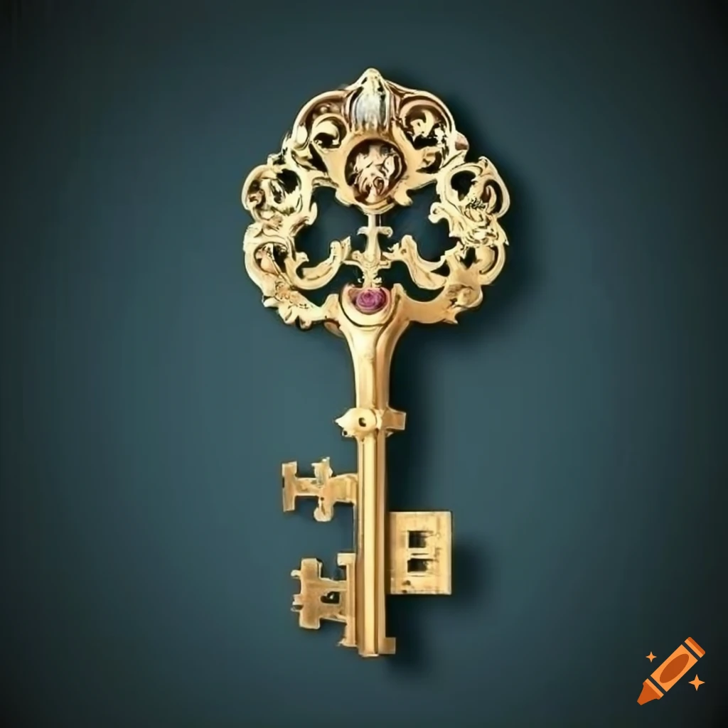 Intricate illustration of Marie Antoinette's key entering an elegant lock