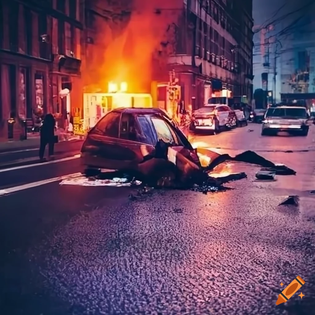 Fallen solar panel accident on a busy street