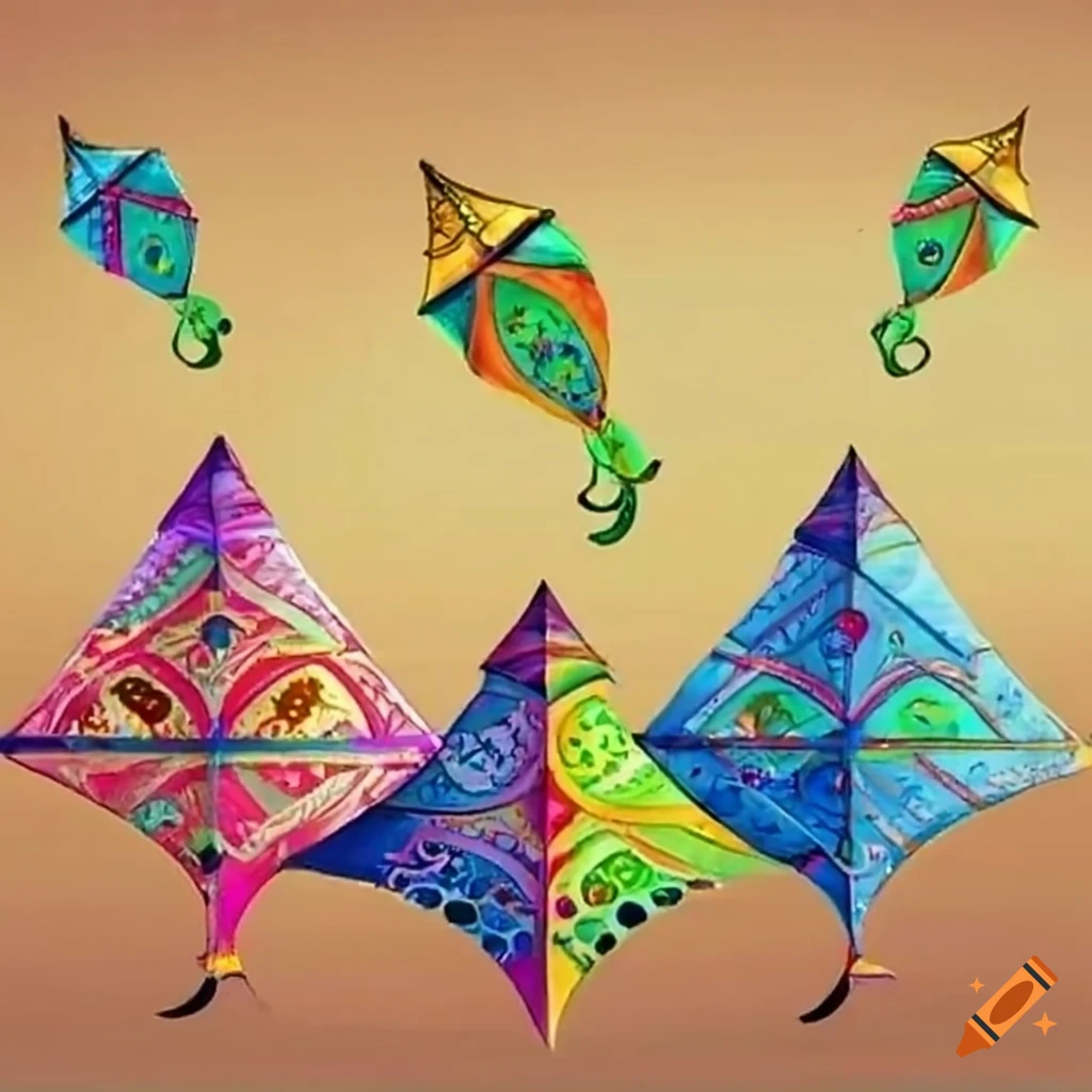 Colorful kites flying during Makara Sankranti festival