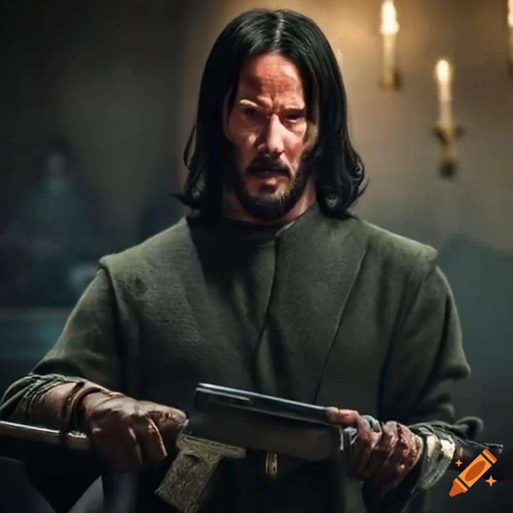 Jesus in an action scene similar to John Wick
