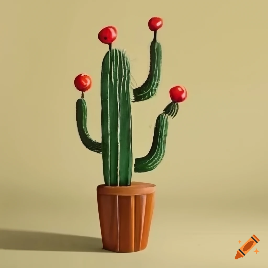 Mid century modern art cactus