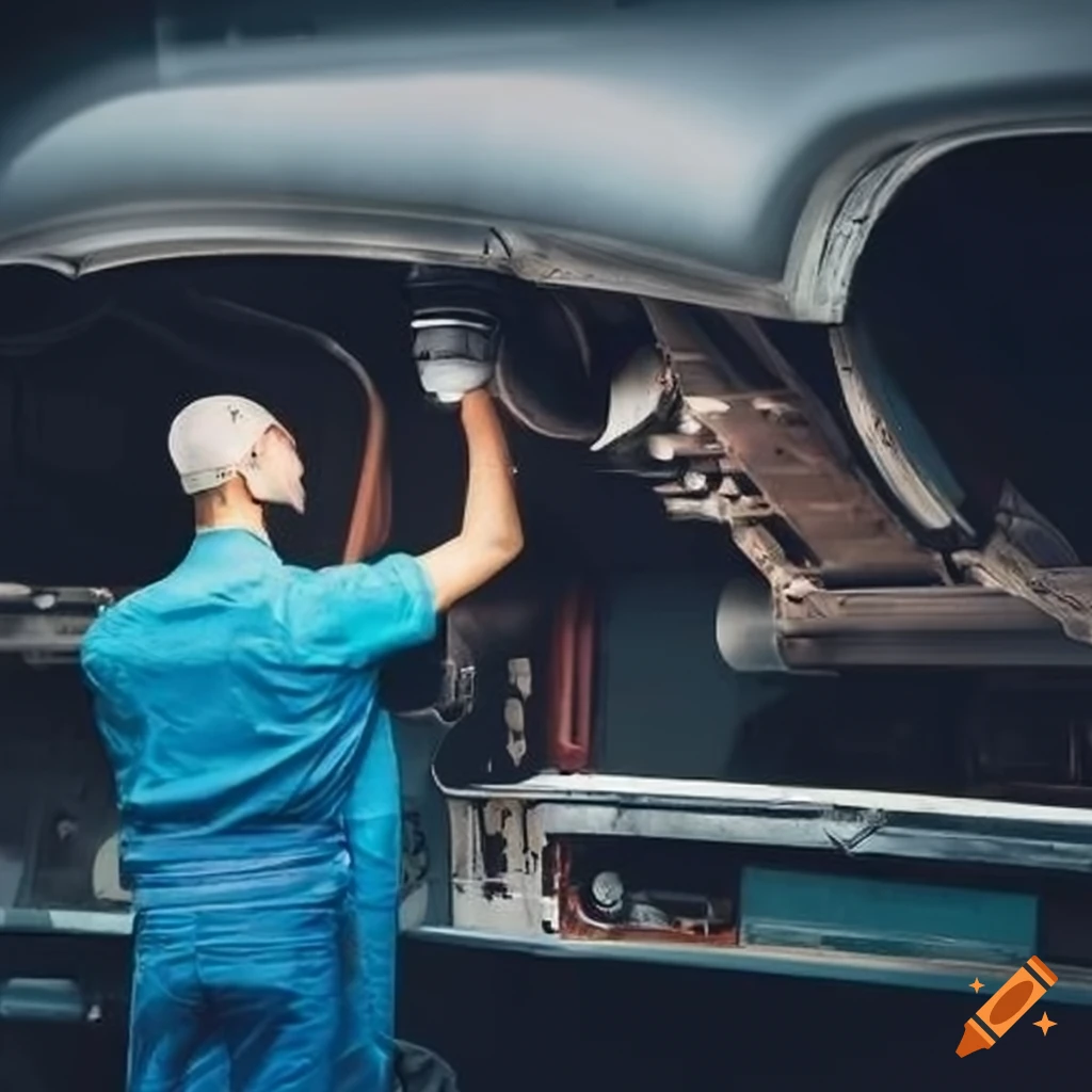 Truck maintenance technicians expertly working under the hood of a vehicle