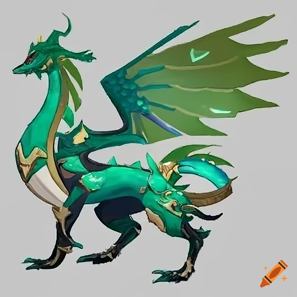 Jade dragon character in Genshin Impact style