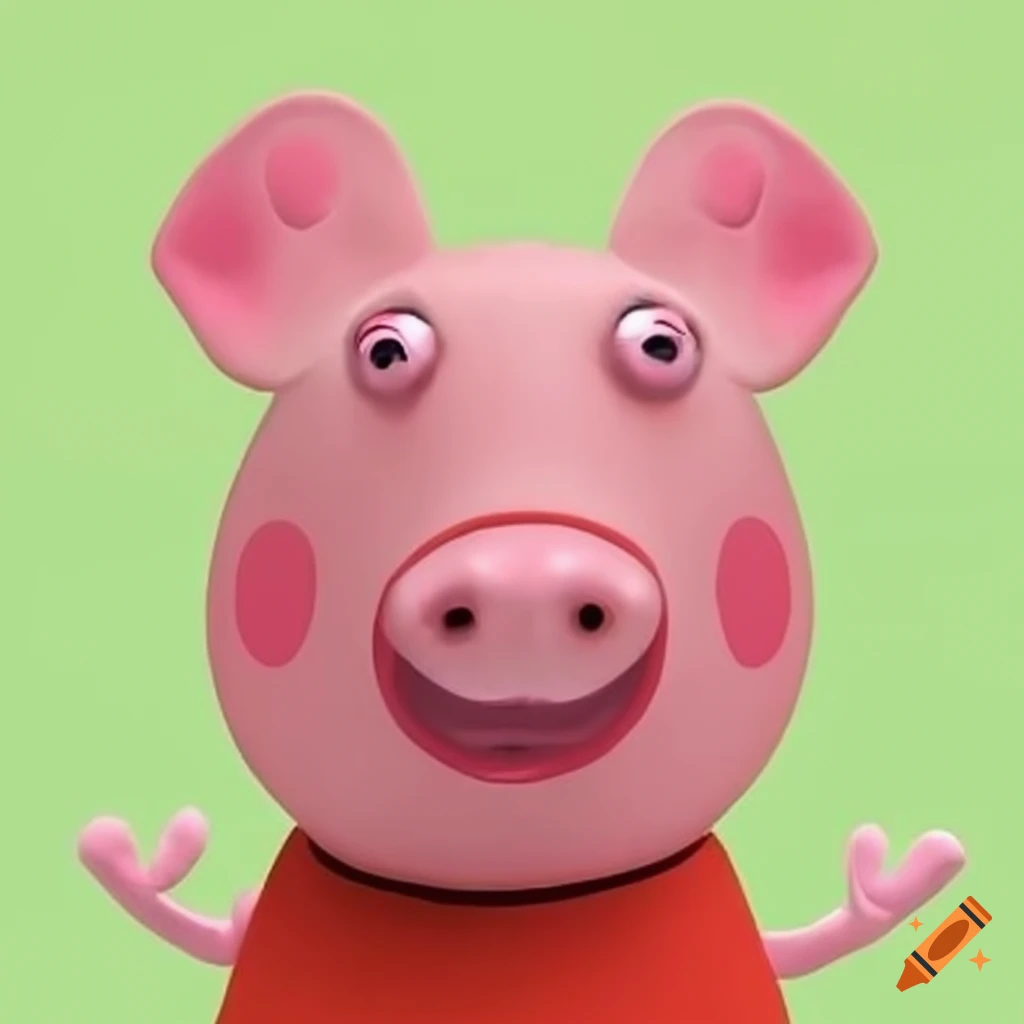 Human-like depiction of peppa pig character on Craiyon
