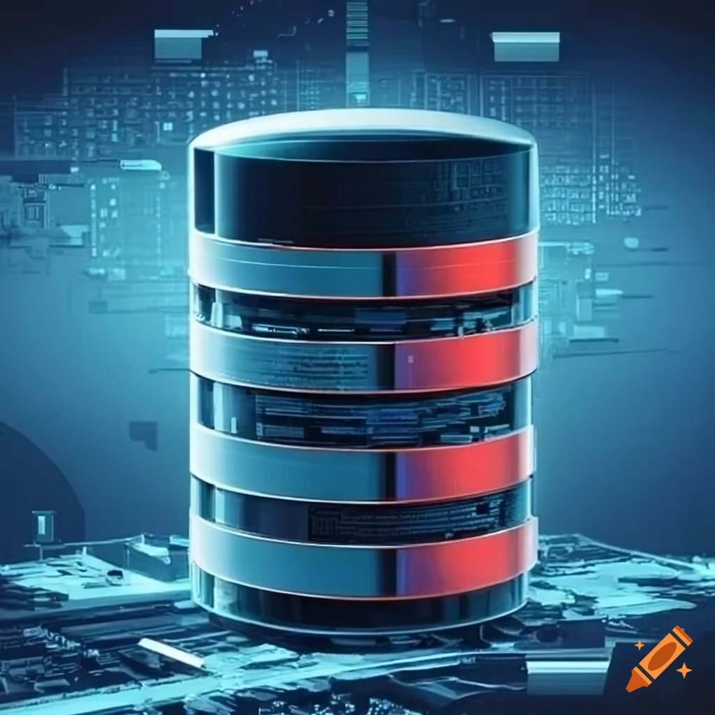 Database server surrounded by schematic diagram on Craiyon