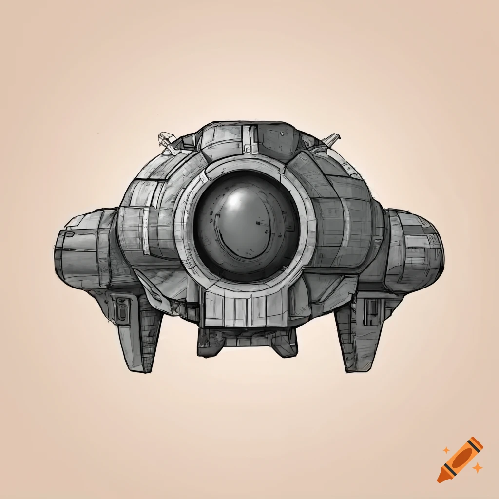 Detailed grey industrial spaceship from a top-down game view on Craiyon