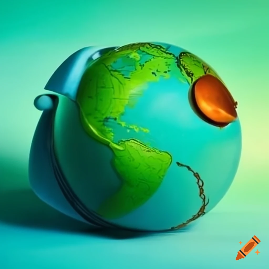 Cartoon-style globe in green and blue tones