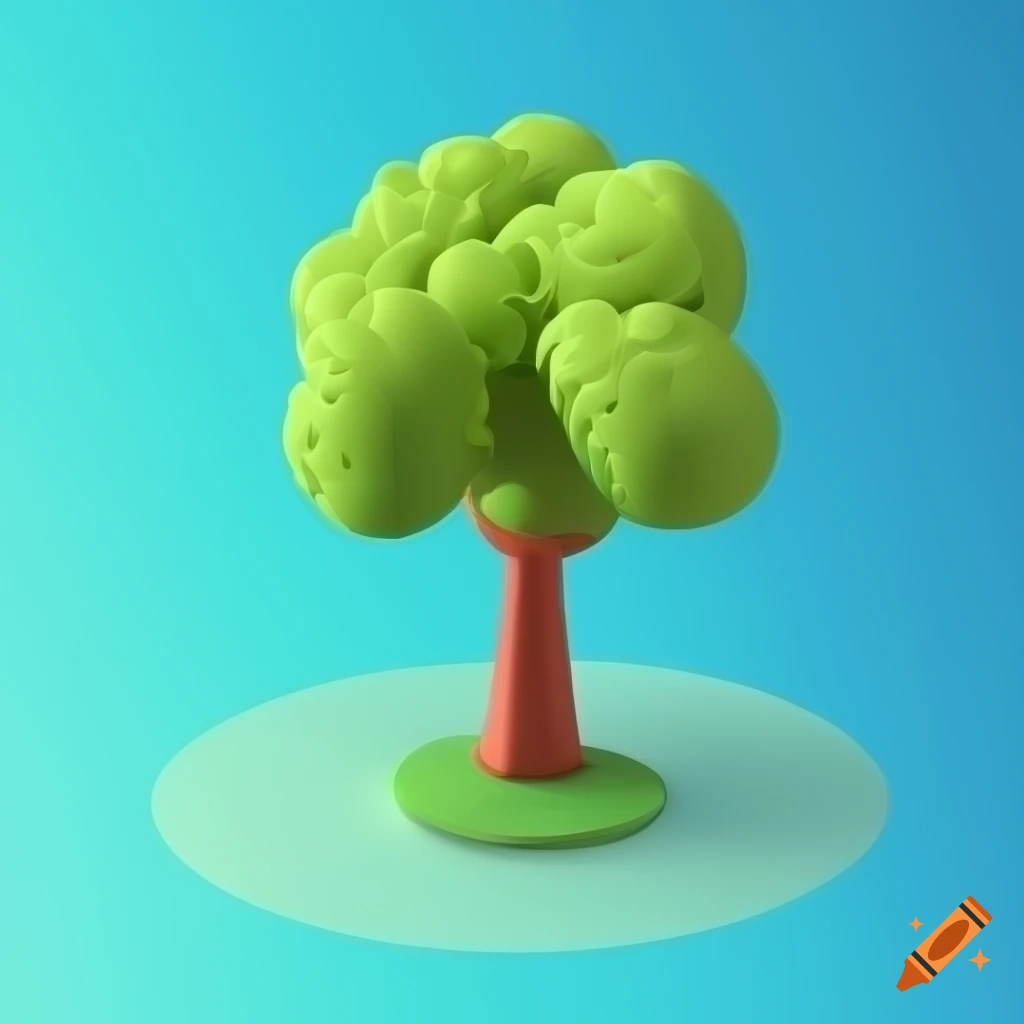 Isometric game icon of a tree on a white background on Craiyon