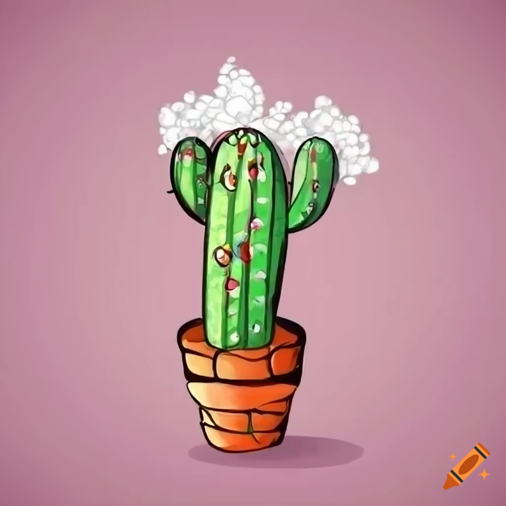 Cartoon cactus with steam coming out of its ears
