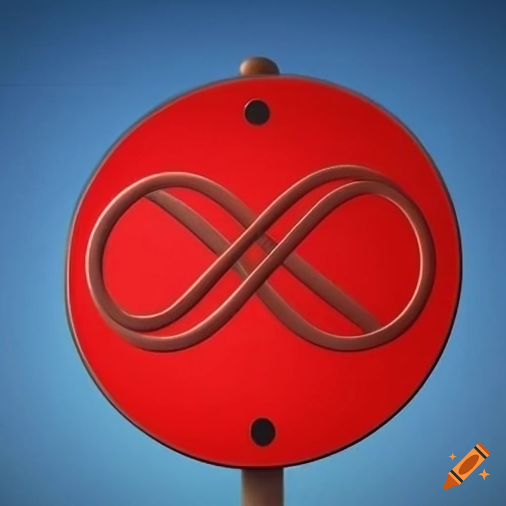 Photorealistic red stop sign transformed into an infinity sign against ...