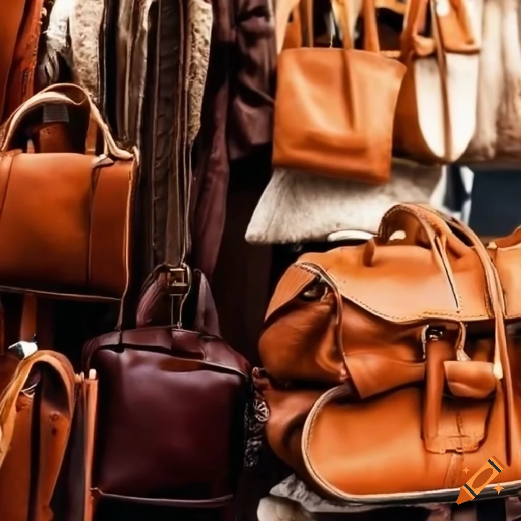 Trendy outdoor market in italy selling highquality leather goods on