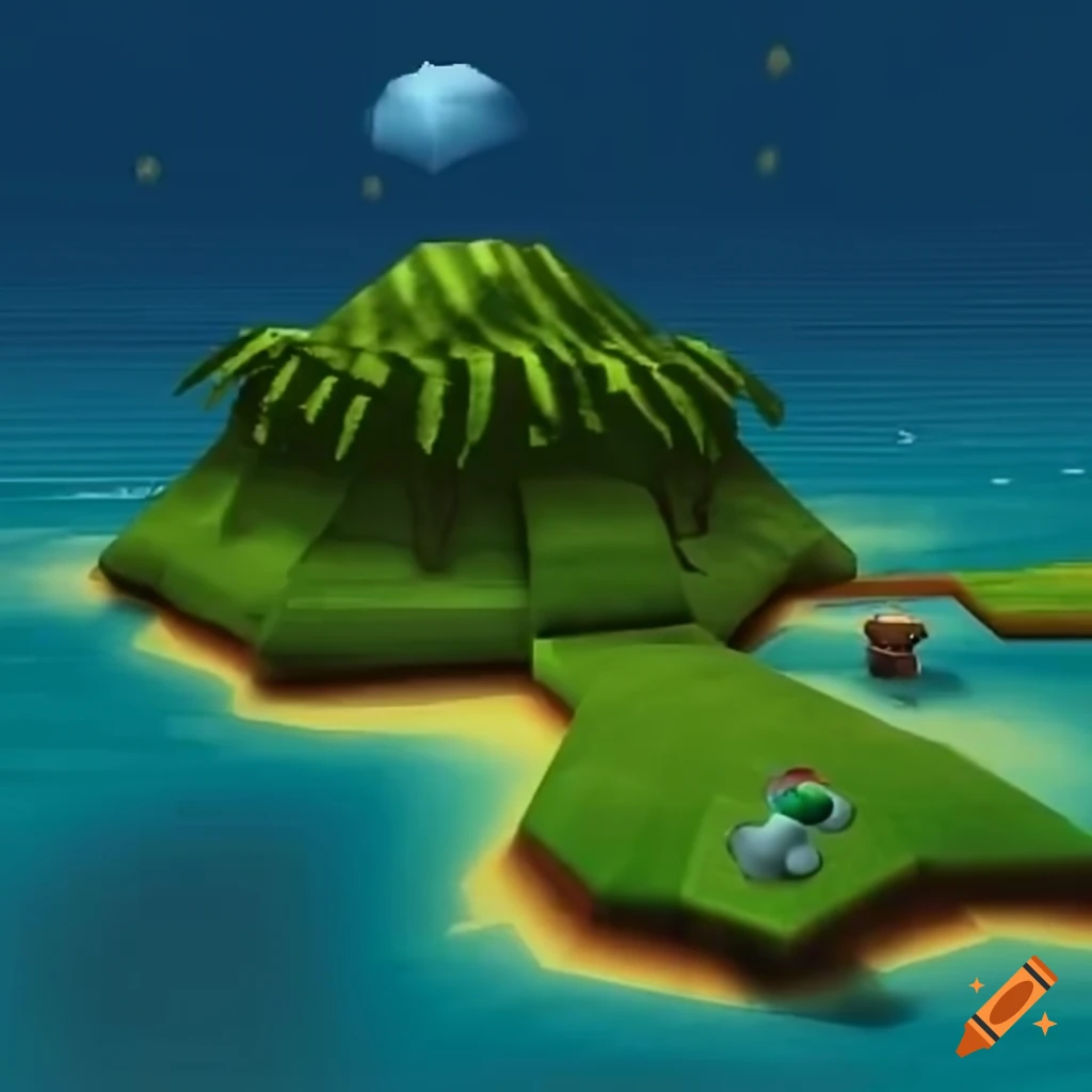 Island with nintendo 64 style graphics on craiyon