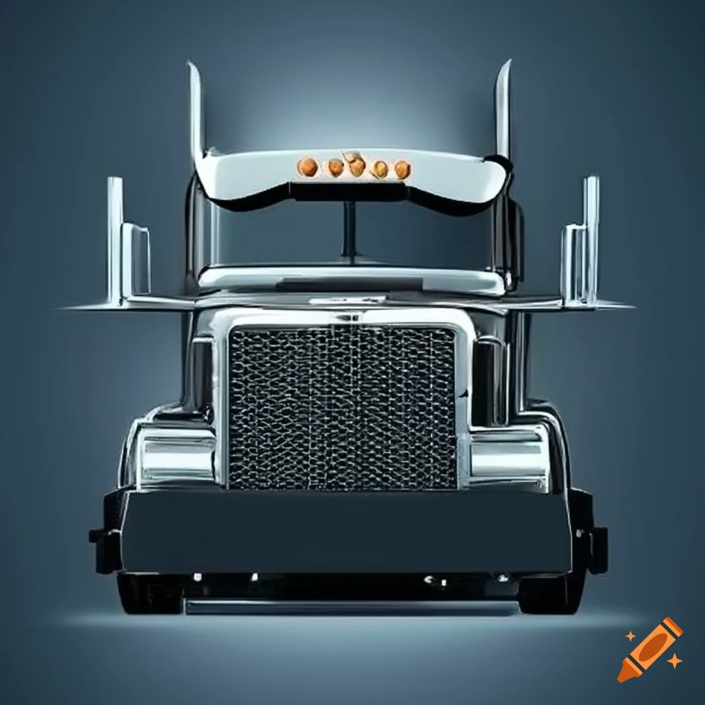 Front-on semi-truck grill with a capital “w” design on Craiyon