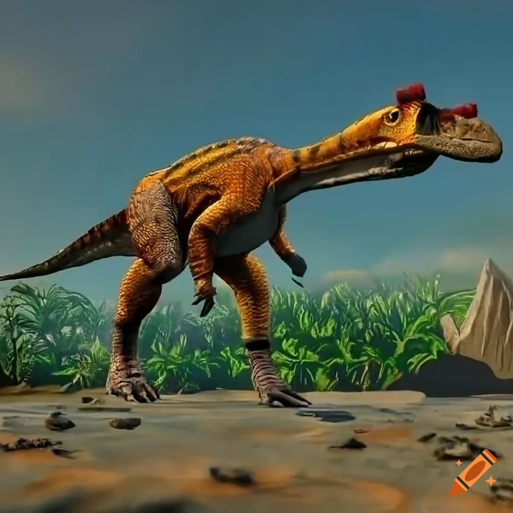 Detailed full-body view of a pachycephalosaurus dinosaur in warm morning light