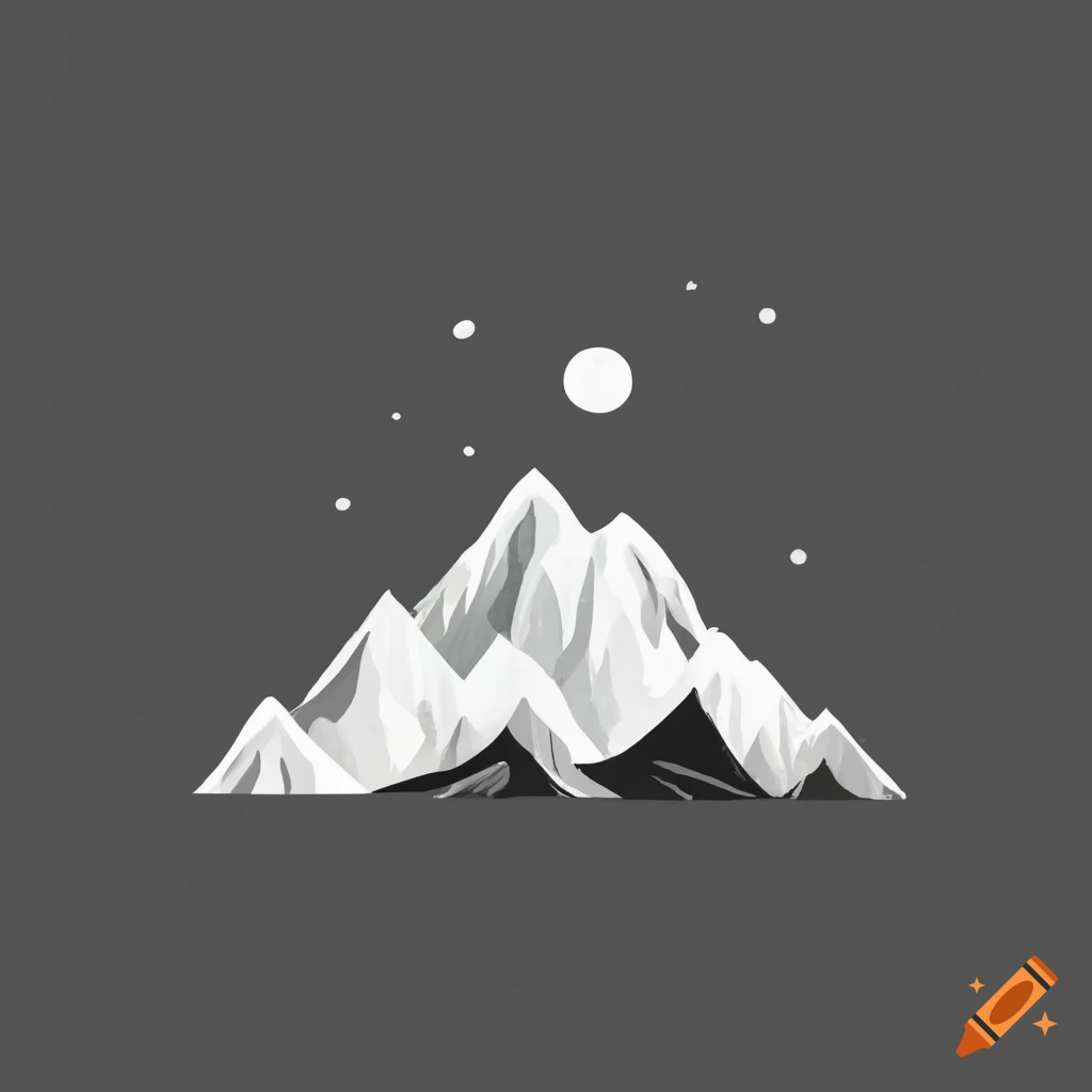 Black and white mountain design on Craiyon