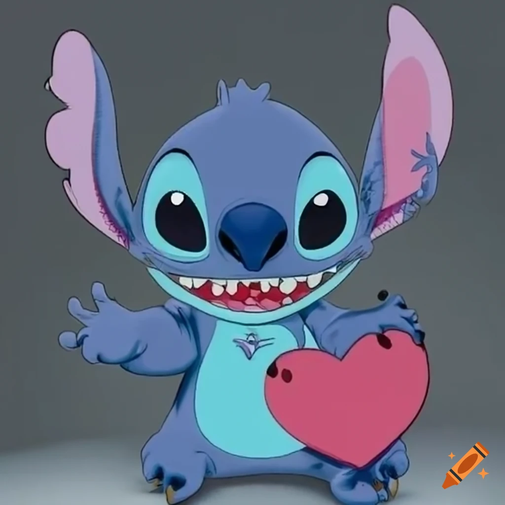 Stitch character requesting a valentine on Craiyon