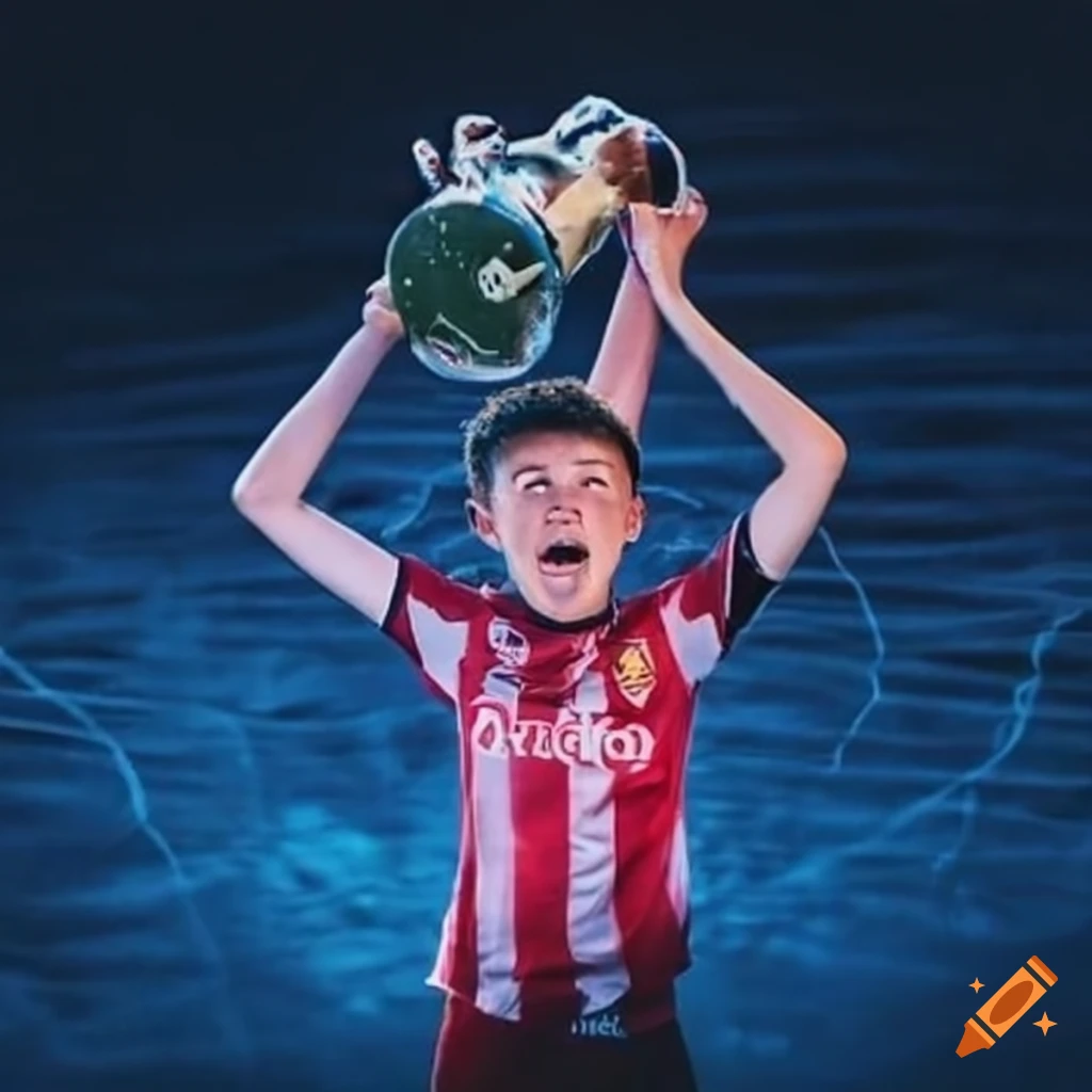 Football team celebrating promotion to premier league on Craiyon