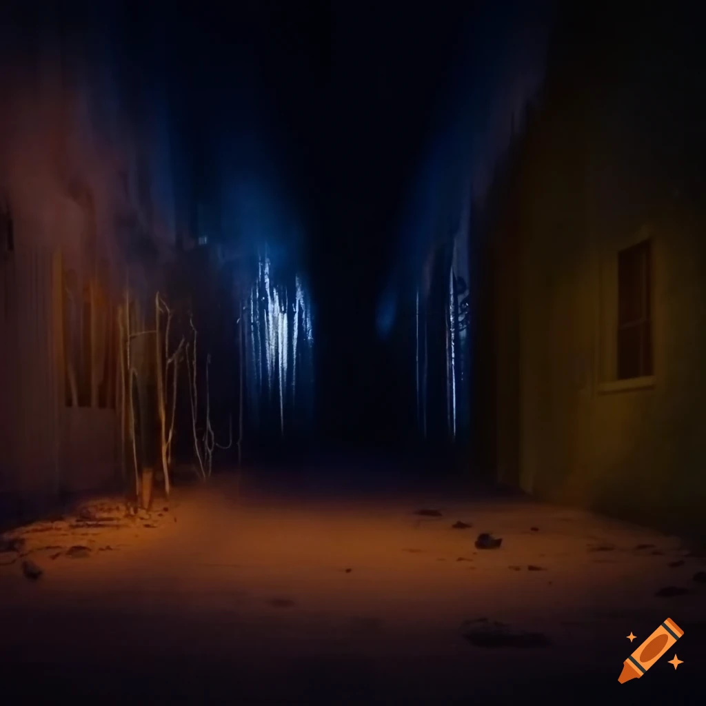 Liminal playground scene at 7:23 at night