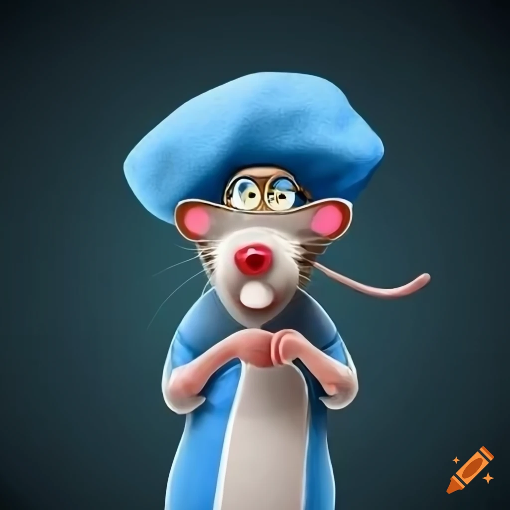 Cartoon winemaker rat with a French look
