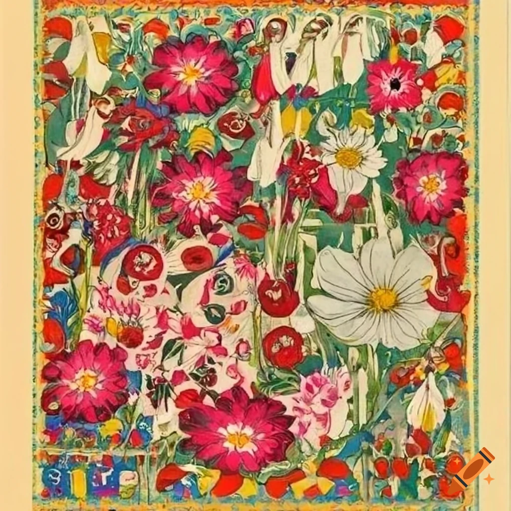 Poster depicting the language of flowers through music and love on Craiyon