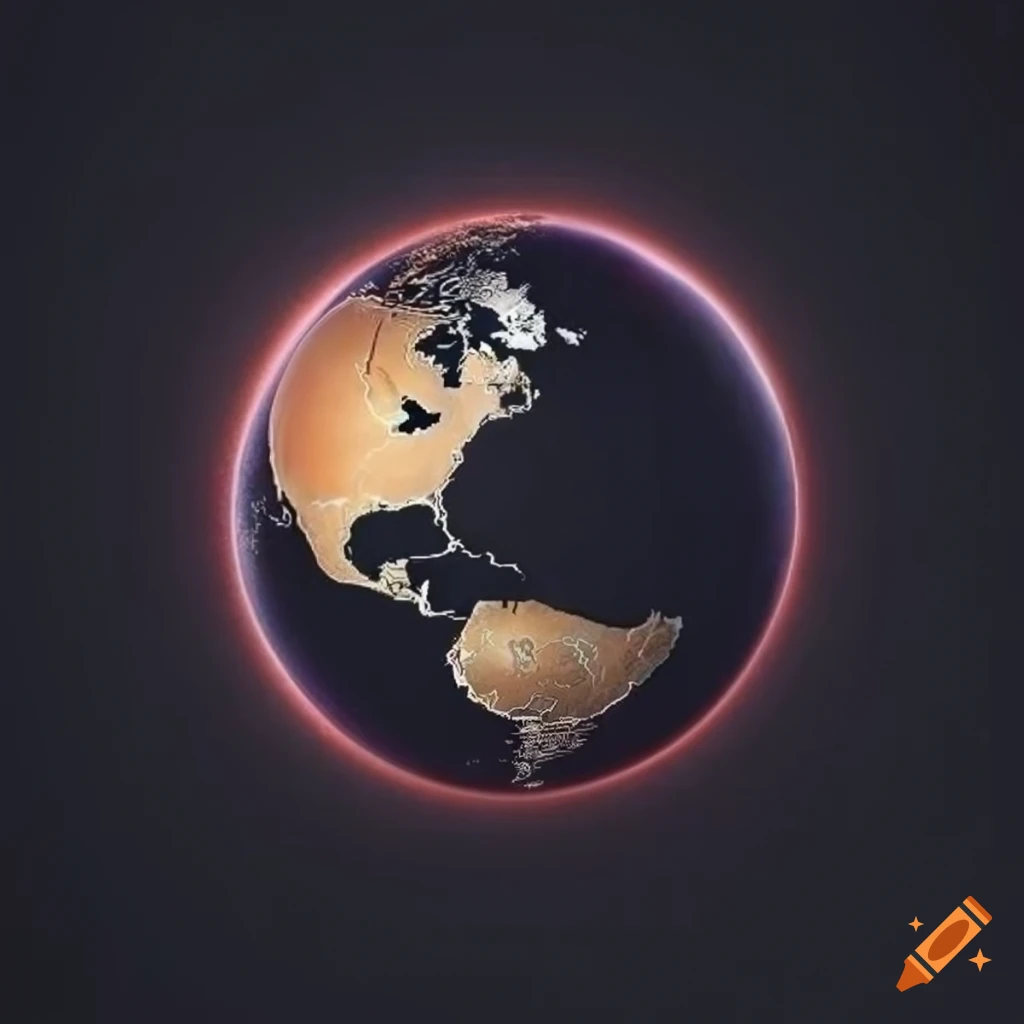 Mapa-mundi estilizado mostrando a diversidade global dos mundos do sistema solar